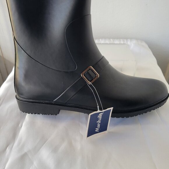 NWT - Capelli of New York Tall Black Matte Rubber Rain Boots (Size 10) - Picture 11 of 14